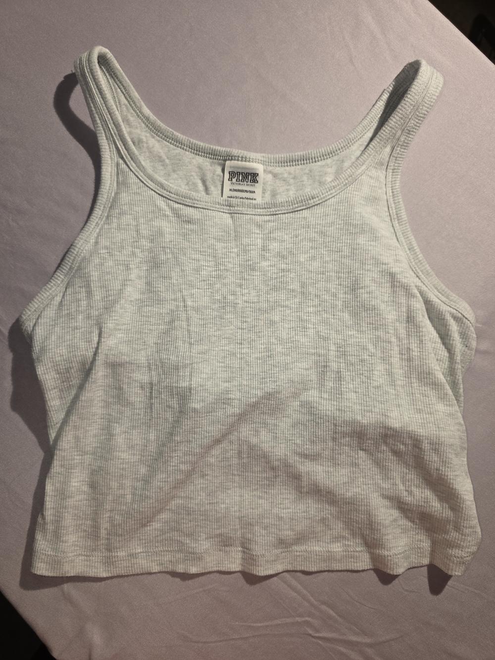 Victoria's Secret PINK Ribbed Crop Tank Top - White